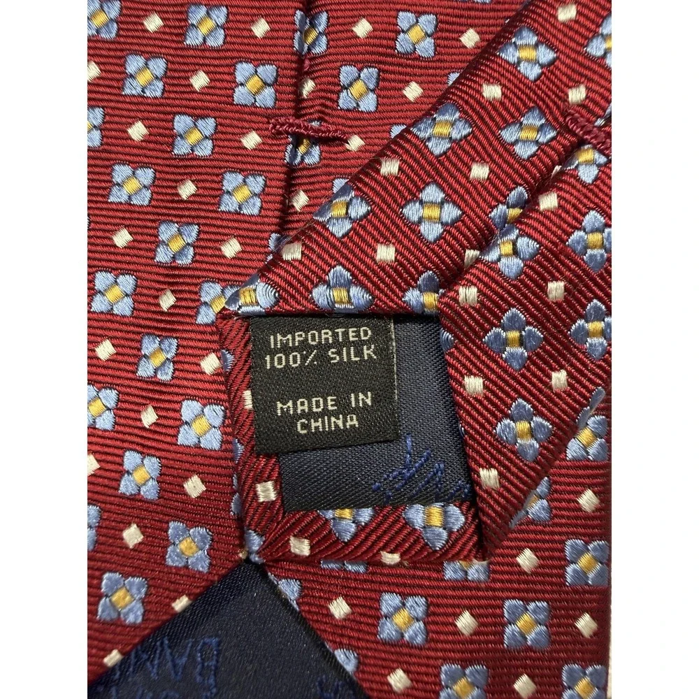 Jos. A. Bank 100% Silk Tie Mens One Size Red Floral Pointed Executive‎ Necktie